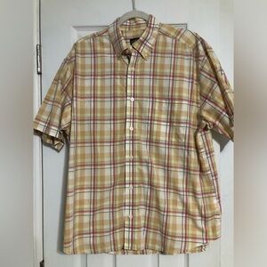 Orvis plaid short sleeve button‎ down shirt men’s large 100% cotton casual